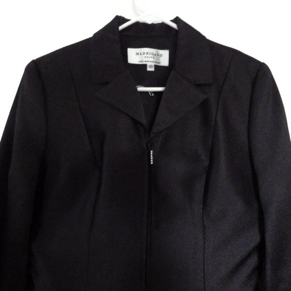 Vintage Laura Madrigano Tuxedo Style Black Suit Rhinestone Zipper Size 10 - Picture 7 of 8